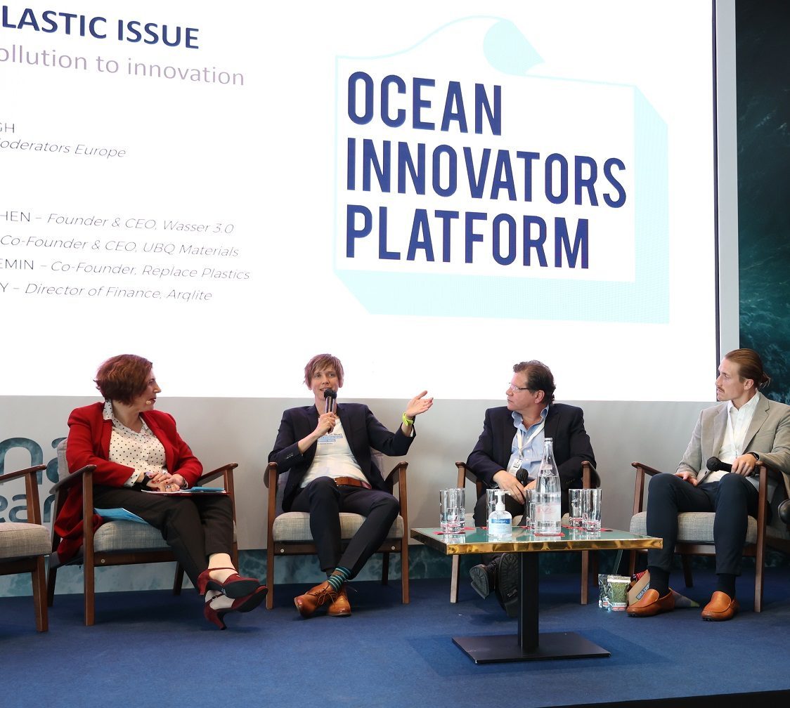 Panel Discussion Monaco Ocean Week 2022 mit Arminda Leigh, Dr. Katrin Schuhen, UBQ Materials, Arqlite und Replace