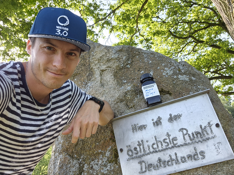 Oleg at Germany's easternmost point on the Neisse River