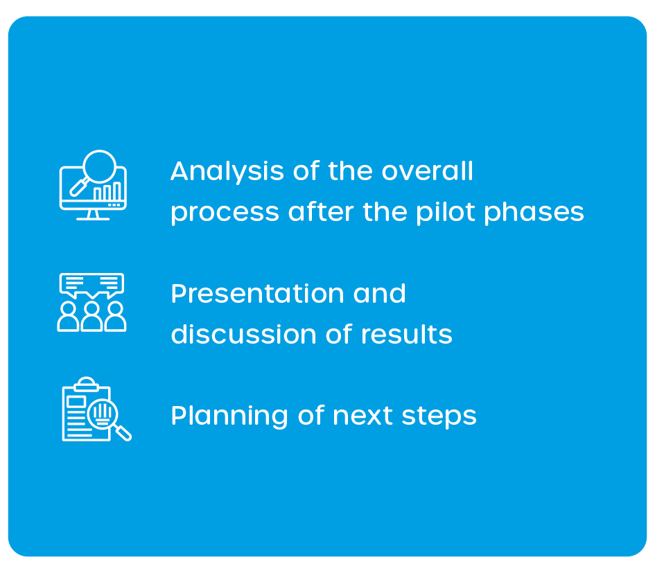 Step 5: Anaylsis of the ovreall process after the pilot trial. Presentation and discussion of the results